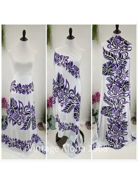 Black/Purple Vine Monstera SARONG Pareo Lavalava Beach Skirt Summer Scarf